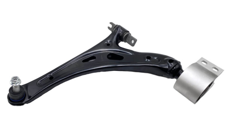High tensile steel stamping for high strength, low weight control arms