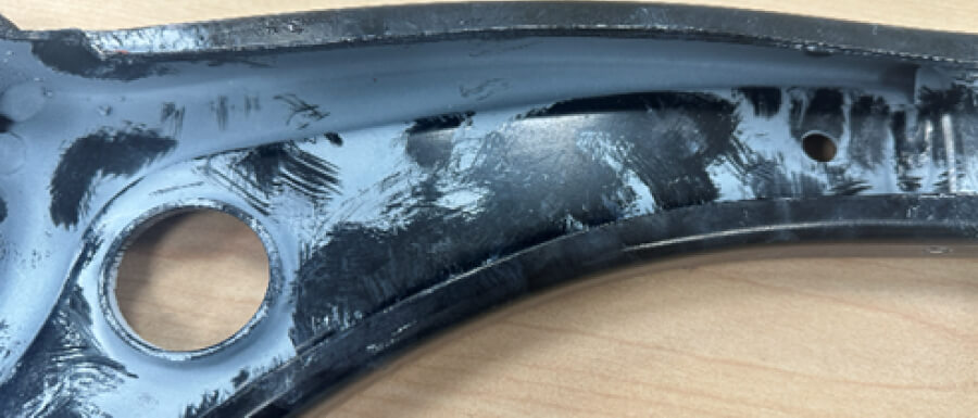 The SH Auto Parts component shows the same progressive forming features as the OEM original, an indicator of high quality, high tensile strength steel manufacturing in SHPE.